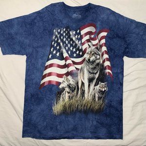 Wolf & US Flag T-Shirt